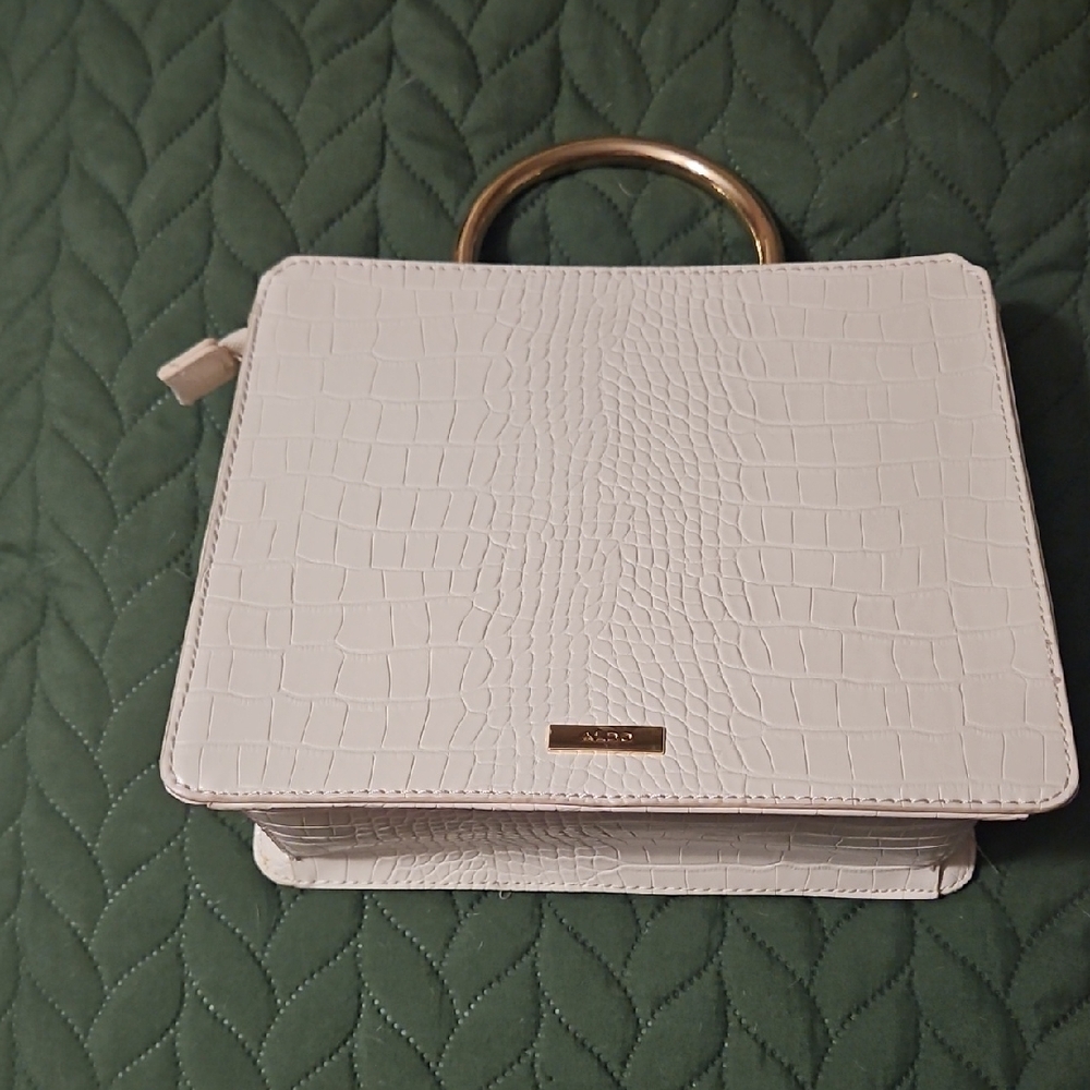 Aldo White Croc-Embossed Handbag